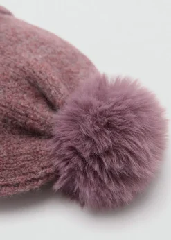 Dzieci MANGO Szaliki I Czapki*Dwukolorowa czapka z dzianiny z pomponem