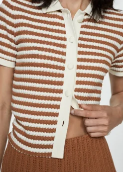 MANGO Koszulki*Dwukolorowa koszulka z dzianiny