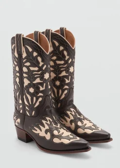 MANGO Buty|Akcesoria Skórzane*Dwukolorowe kozaki kowbojki ze skóry