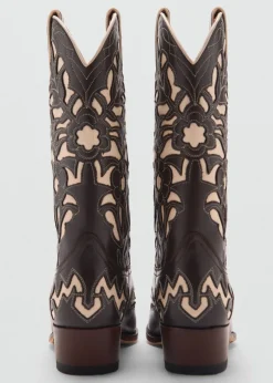 MANGO Buty|Akcesoria Skórzane*Dwukolorowe kozaki kowbojki ze skóry