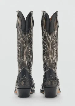 MANGO Buty|Akcesoria Skórzane*Dwukolorowe kozaki kowbojki ze skóry