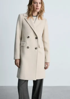 MANGO Płaszcze*Dwurzędowy płaszcz z wełny