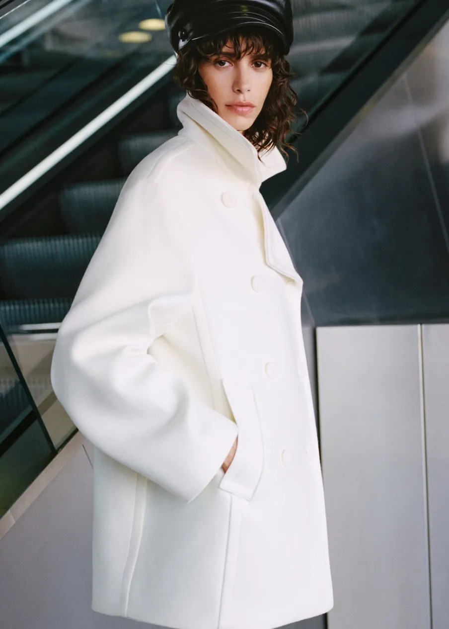 MANGO Płaszcze*Dwurzędowy płaszcz z wełny dziewiczej