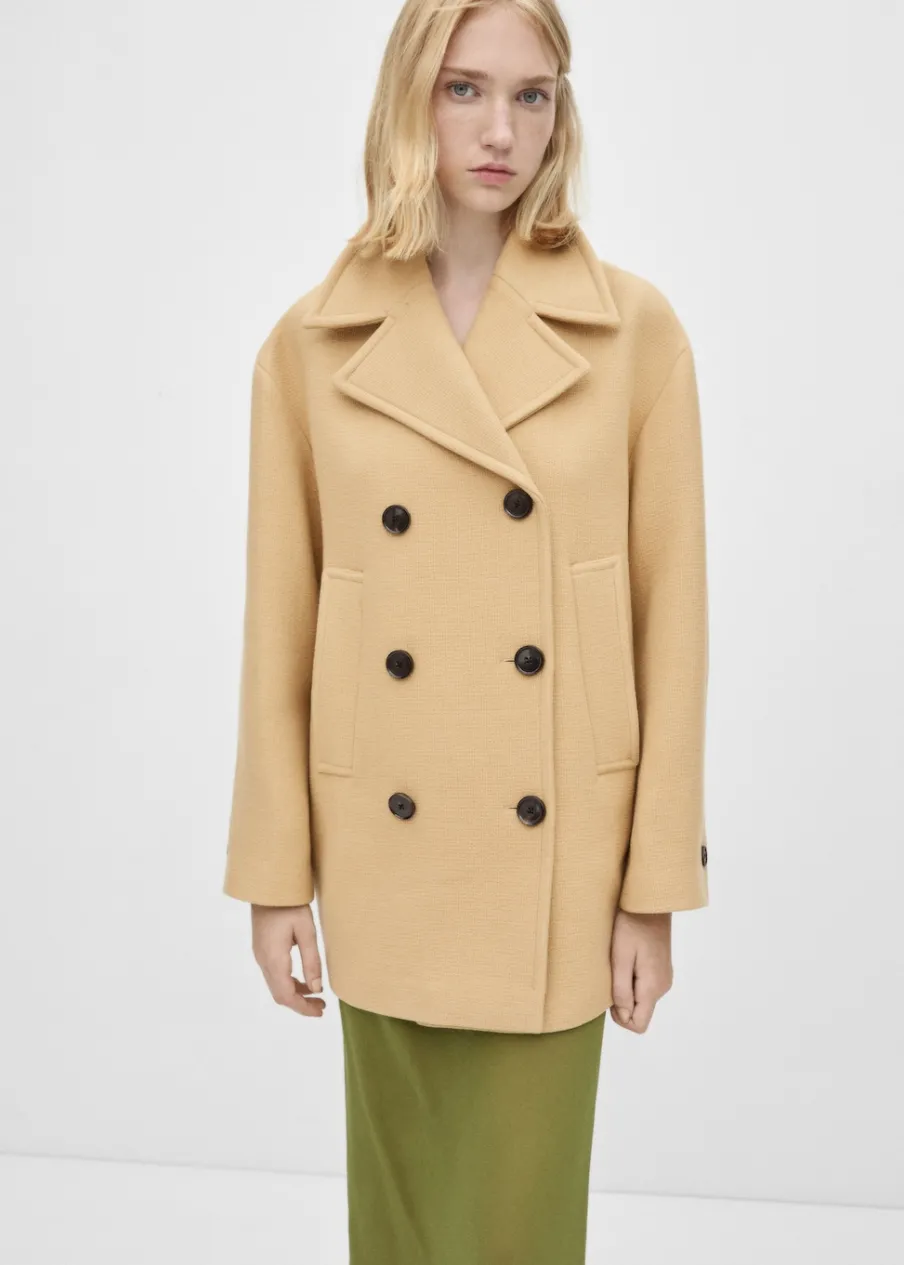 MANGO Płaszcze*Dwurzędowy płaszcz z wełny dziewiczej