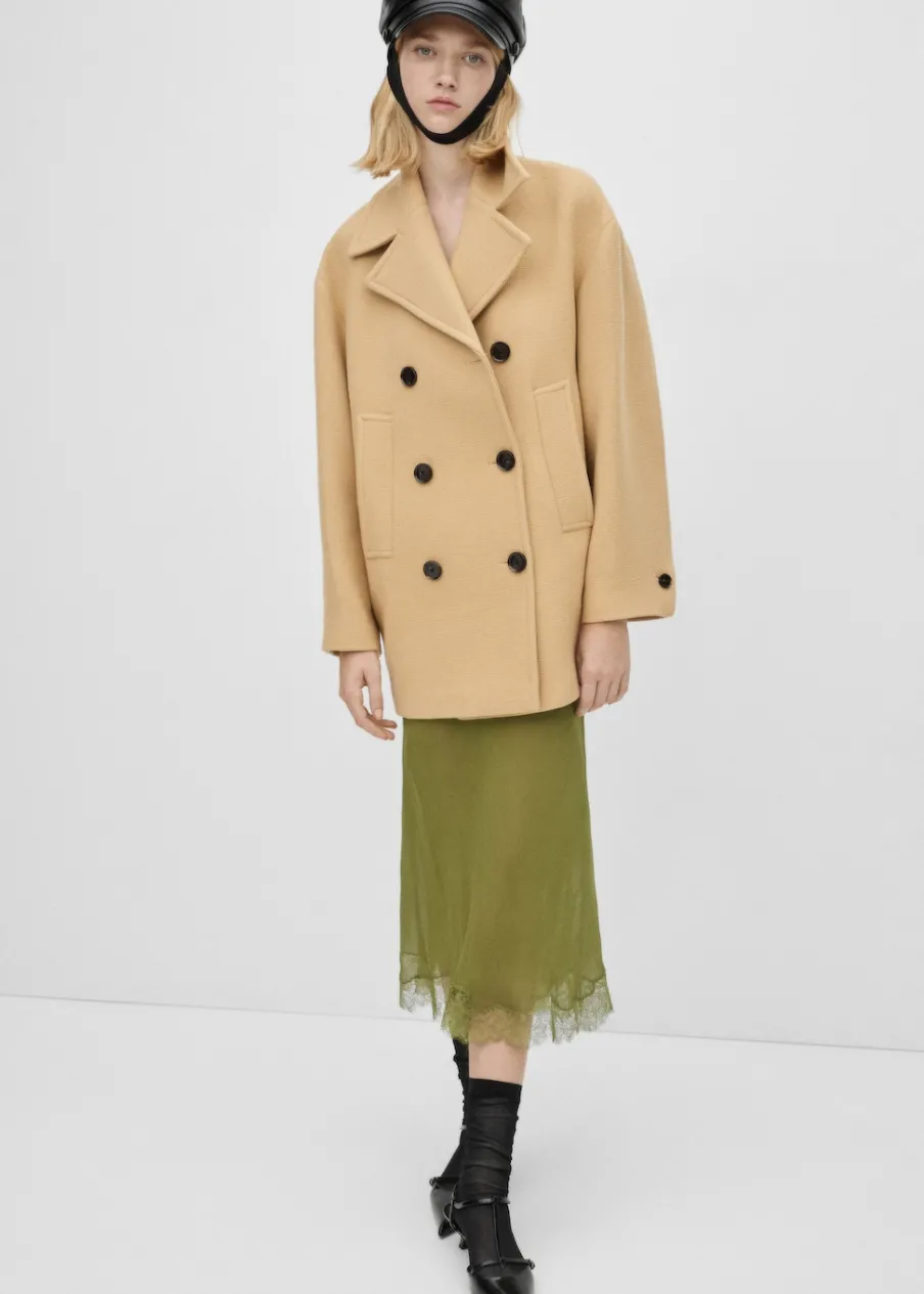 MANGO Płaszcze*Dwurzędowy płaszcz z wełny dziewiczej