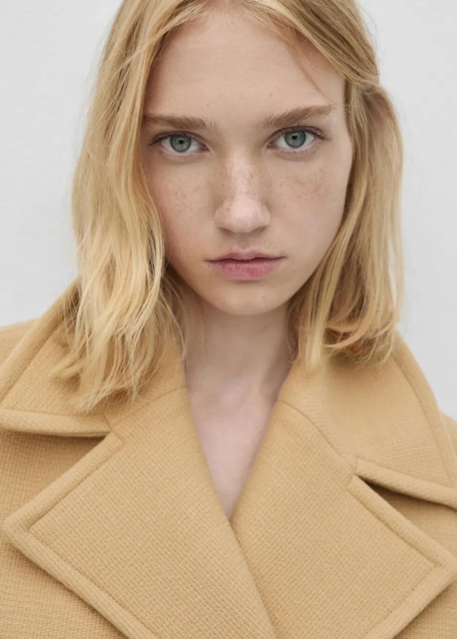 MANGO Płaszcze*Dwurzędowy płaszcz z wełny dziewiczej