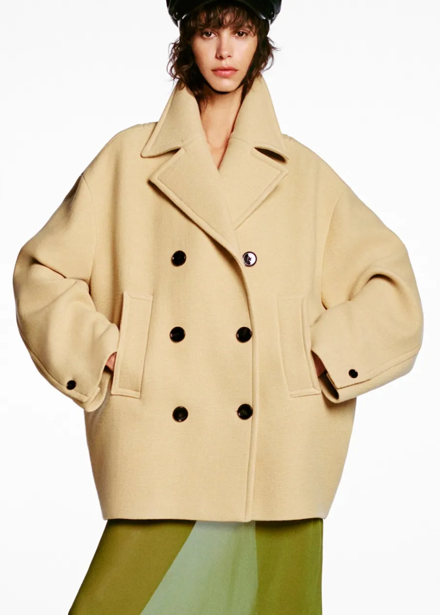 MANGO Płaszcze*Dwurzędowy płaszcz z wełny dziewiczej