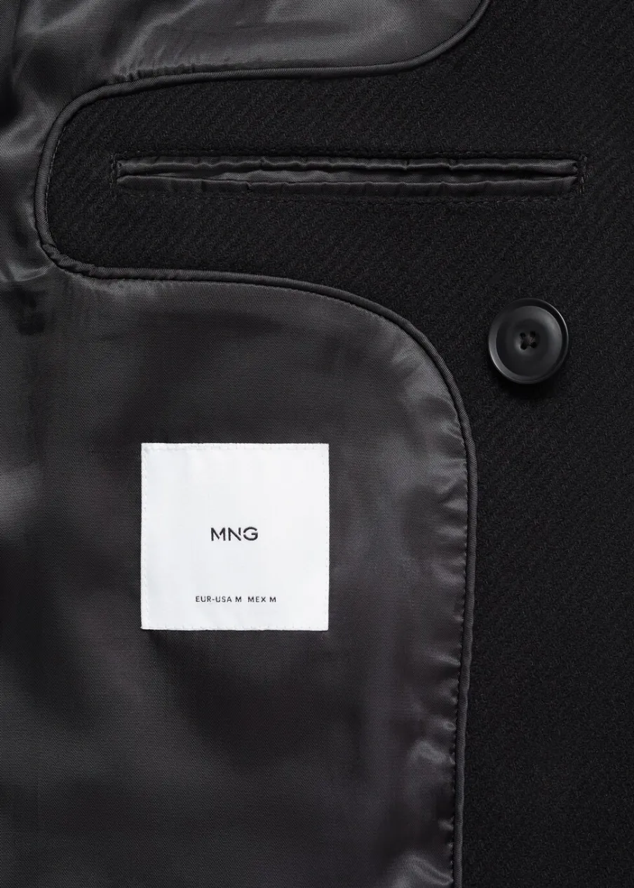 MANGO Płaszcze*Dwurzędowy płaszcz z wełny z recyklingu