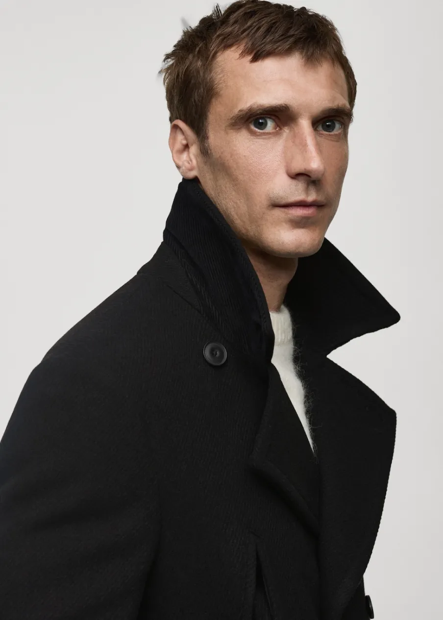 MANGO Płaszcze*Dwurzędowy płaszcz z wełny z recyklingu