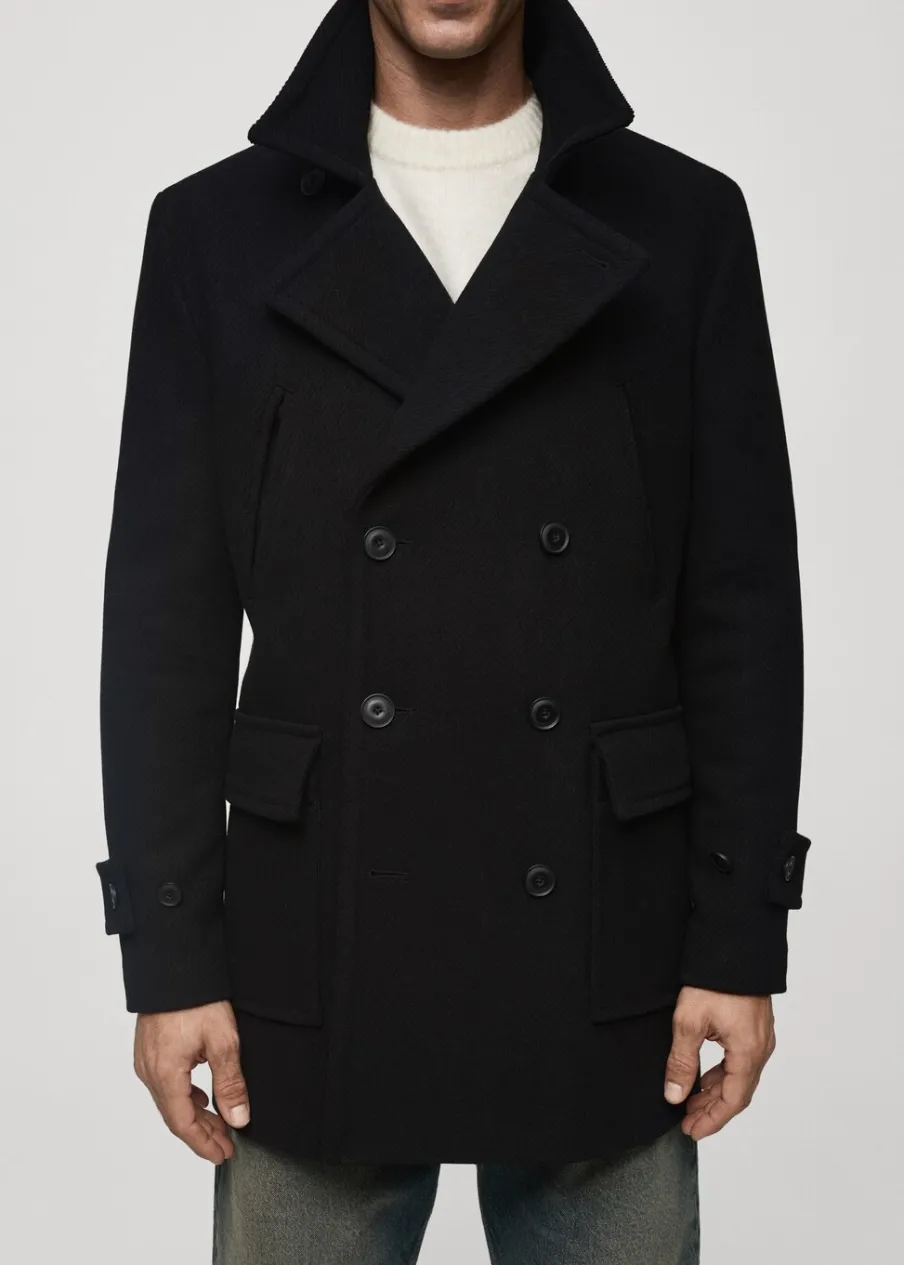 MANGO Płaszcze*Dwurzędowy płaszcz z wełny z recyklingu