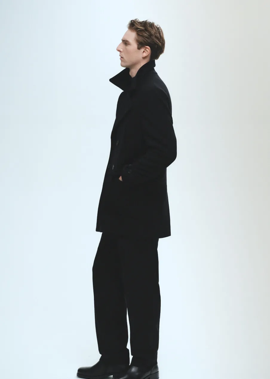 MANGO Płaszcze*Dwurzędowy płaszcz z wełny z recyklingu