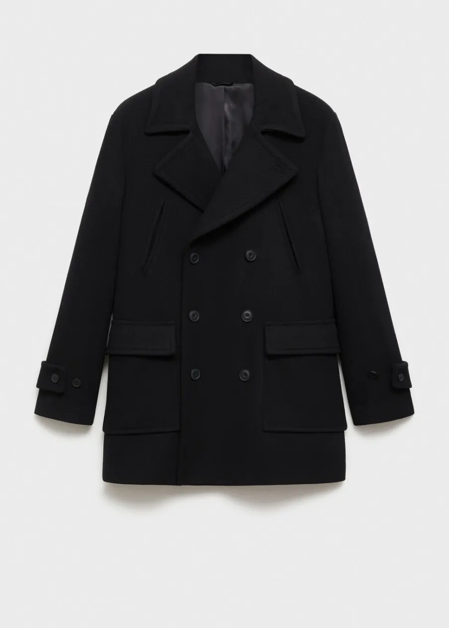 MANGO Płaszcze*Dwurzędowy płaszcz z wełny z recyklingu