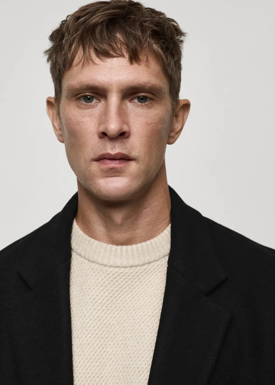 MANGO Płaszcze*Dwurzędowy płaszcz z wełny z recyklingu