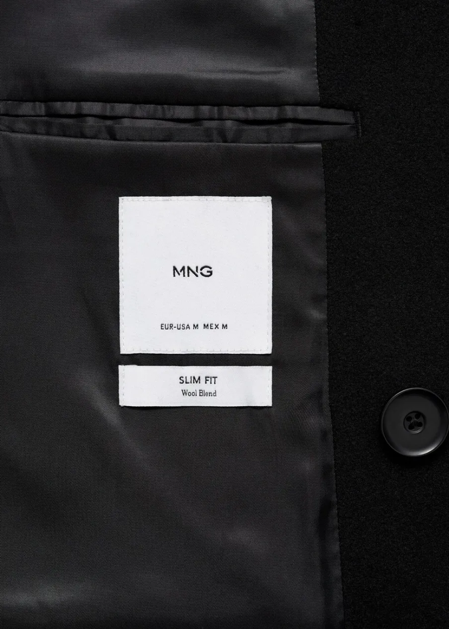 MANGO Płaszcze*Dwurzędowy płaszcz z wełny z recyklingu