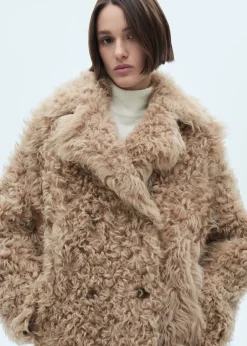 MANGO Płaszcze|Skóra*Dwustronny płaszcz ze skóry podszytej futrem