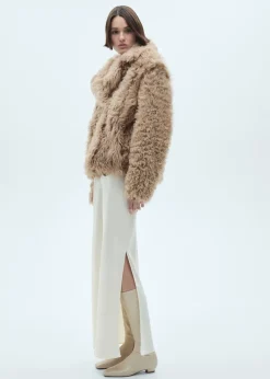 MANGO Płaszcze|Skóra*Dwustronny płaszcz ze skóry podszytej futrem