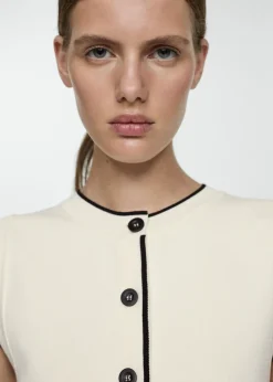 MANGO Kamizelki*Dzianinowa kamizelka z kontrastowym obszyciem