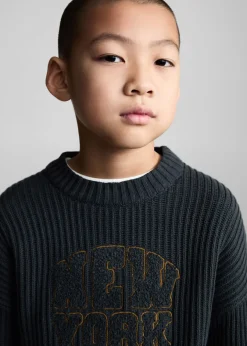 Dzieci MANGO Swetry I Kardigany*Dzianinowy sweter z napisem