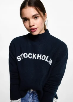 MANGO Swetry I Kardigany*Dzianinowy sweter z napisem