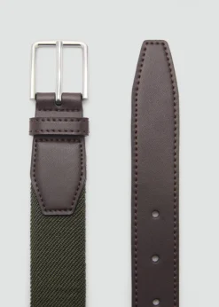 MANGO Akcesoria|Paski I Szelki*Elastyczny pas ze skórzaną aplikacją