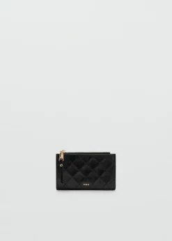 MANGO Galanteria Skórzana*Etui na karty z dekoracyjnymi szwami