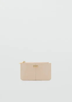 MANGO Galanteria Skórzana*Etui na karty z dekoracyjnymi szwami