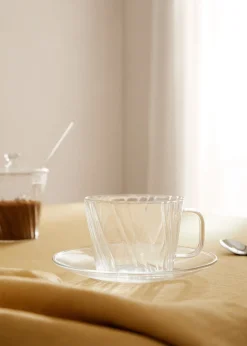 MANGO Zastawa Stołowa|Szklanki I Kieliszki*Filiżanka ze szkła borokrzemowego z teksturą 300 ml