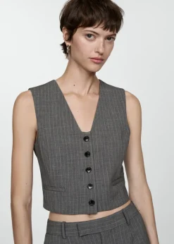 MANGO Kamizelki*Garniturowa kamizelka w prążki