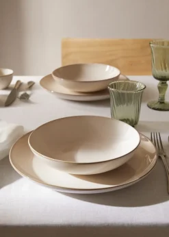 MANGO Zastawa Stołowa*Głęboki talerz z kamionki z obwódką