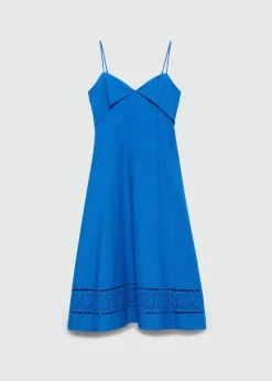 MANGO Sukienki I Kombinezony*Haftowana sukienka z wywijanym dekoltem