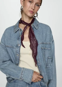 MANGO Kurtki|Koszule I Bluzki*Jeansowa bluza postrzępiony dół