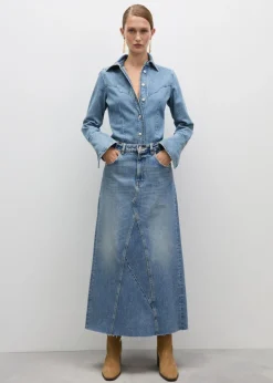 MANGO Koszule I Bluzki*Jeansowa koszula ze szwami