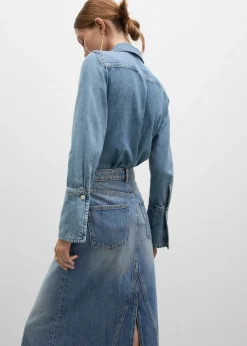 MANGO Koszule I Bluzki*Jeansowa koszula ze szwami