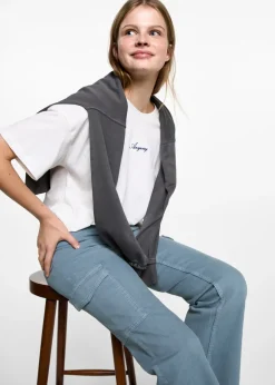 MANGO Dżinsy*Jeansy cargo crop