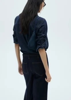 MANGO Dżinsy*Jeansy z szerokimi nogawkami i paskiem rinse wash