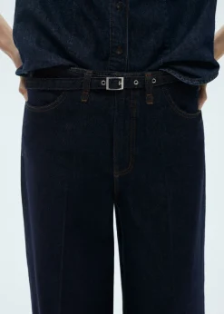 MANGO Dżinsy*Jeansy z szerokimi nogawkami i paskiem rinse wash