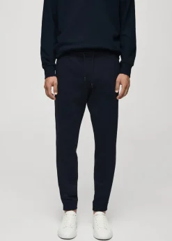 MANGO Spodnie*Joggersy bawełniane ściągane troczkami