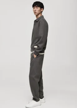 MANGO Spodnie*Joggery bawełniane z haftowanym motywem