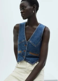 MANGO Kamizelki*Kamizelka dżinsowa z kontrastowym wykończeniem