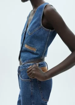 MANGO Kamizelki*Kamizelka dżinsowa z kontrastowym wykończeniem