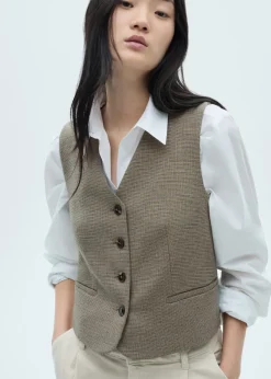 MANGO Kamizelki*Kamizelka garniturowa w drobną pepitkę