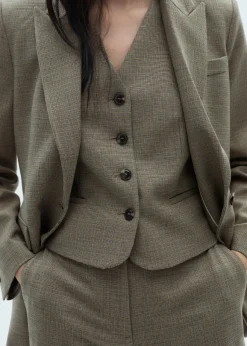 MANGO Kamizelki*Kamizelka garniturowa w drobną pepitkę