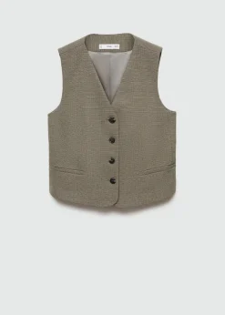 MANGO Kamizelki*Kamizelka garniturowa w drobną pepitkę
