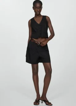 MANGO Kamizelki*Kamizelka lniana na guziki