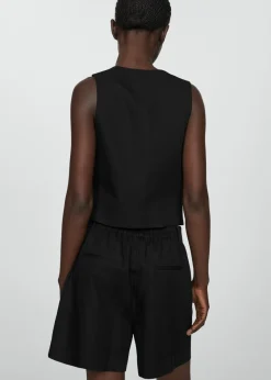 MANGO Kamizelki*Kamizelka lniana na guziki