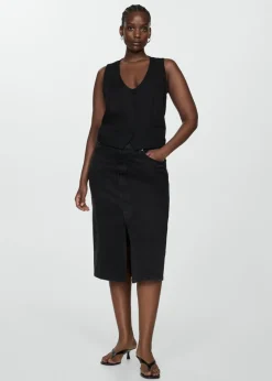 MANGO Kamizelki*Kamizelka lniana na guziki