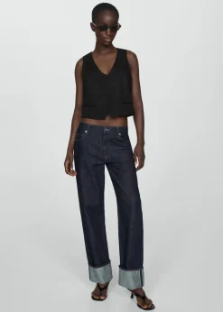 MANGO Kamizelki*Kamizelka lniana na guziki