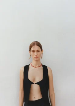 MANGO Kamizelki*Kamizelka lniana na guziki