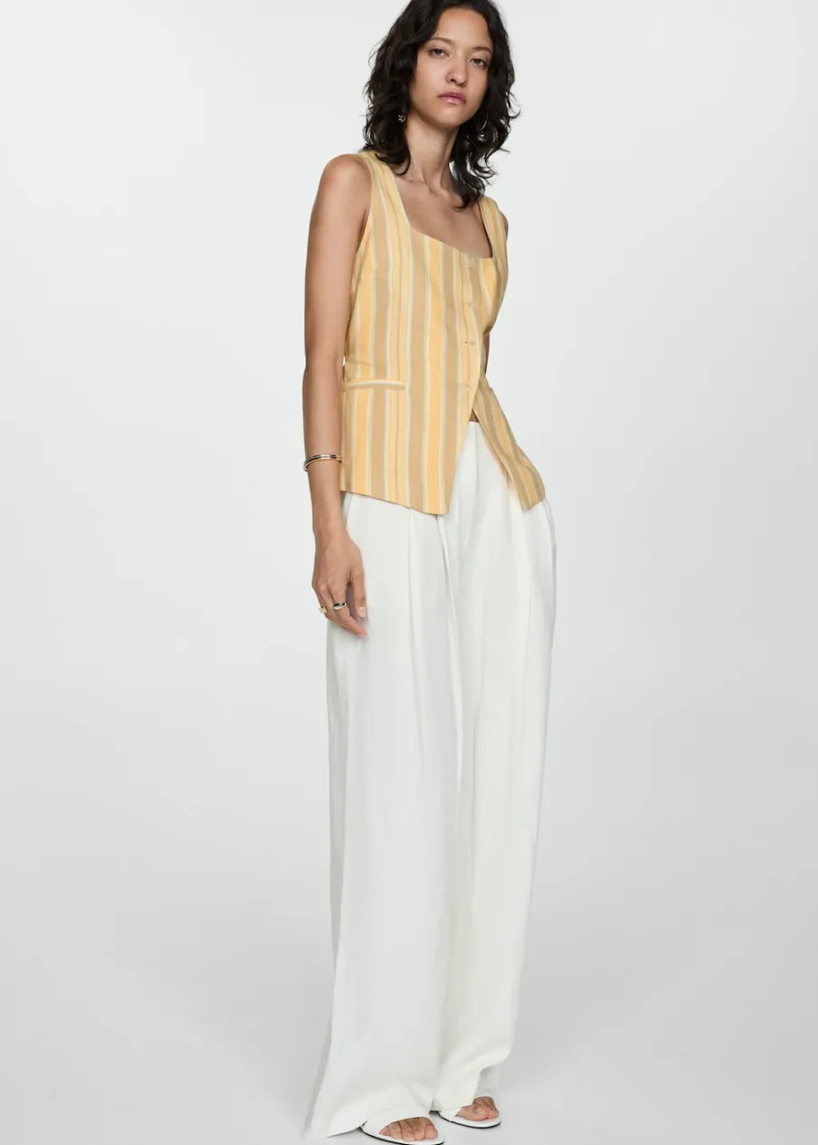 MANGO Kamizelki*Kamizelka w paski z guzikami