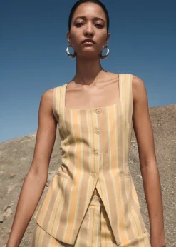 MANGO Kamizelki*Kamizelka w paski z guzikami